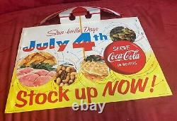 Coca-Cola 1957 Sun-Brella July 4th Carton Rack Card Stock Sign