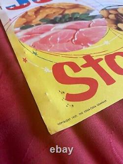 Coca-Cola 1957 Sun-Brella July 4th Carton Rack Card Stock Sign