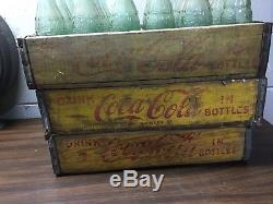 Coca Cola 1960s Wood Crates, Folding Empties Bottle Return Rack Stand with Sign
