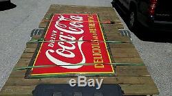 Coca Cola 30s Porcelain Enamel Sign Delicious Refreshing 4x8 Vintage Coke Old