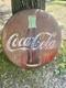 Coca Cola 36 Inch Button Painted Metal Sign AM 128 Dot 1958