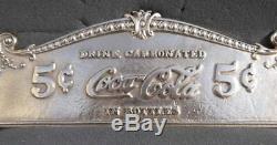 Coca Cola 5¢ Red Brass Cash Register Top Sign 13 1/8 C-c