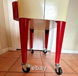 Coca Cola 80Qt Rolling Cooler Vintage Style Cream White Red Ice Chest
