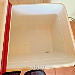 Coca Cola 80Qt Rolling Cooler Vintage Style Cream White Red Ice Chest