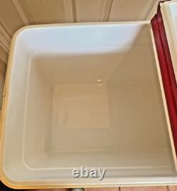 Coca Cola 80Qt Rolling Cooler Vintage Style Cream White Red Ice Chest