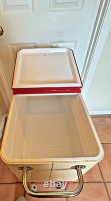Coca Cola 80Qt Rolling Cooler Vintage Style Cream White Red Ice Chest