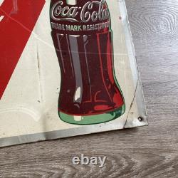 Coca Cola Antique 1952 Robertsons Drink Coca Cola Ice Cold Metal Sign 27x19