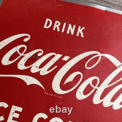 Coca Cola Antique 1952 Robertsons Drink Coca Cola Ice Cold Metal Sign 27x19