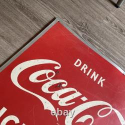 Coca Cola Antique 1952 Robertsons Drink Coca Cola Ice Cold Metal Sign 27x19