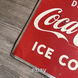 Coca Cola Antique 1952 Robertsons Drink Coca Cola Ice Cold Metal Sign 27x19