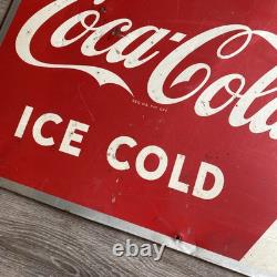 Coca Cola Antique 1952 Robertsons Drink Coca Cola Ice Cold Metal Sign 27x19