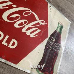 Coca Cola Antique 1952 Robertsons Drink Coca Cola Ice Cold Metal Sign 27x19