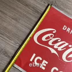 Coca Cola Antique 1952 Robertsons Drink Coca Cola Ice Cold Metal Sign 27x19