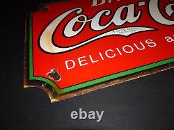Coca Cola Antique Sign / Delicious & Refreshing / Heavy Sign Circa 1940s