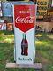 Coca Cola Arrow Vertical Bottle Self Framed Tin Sign