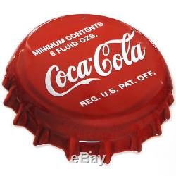 Coca-Cola Bottle Cap Tin Metal Sign Embossed Tin Kitchen Soda Decor 18 x 16