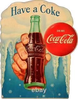 Coca Cola Bottle Hand Ice Icicles 20 Heavy Duty USA Metal Coke Advertising Sign