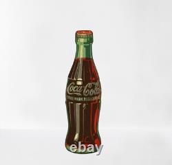 Coca Cola Bottle Porcelain Enamel Heavy Metal Sign 36 x 24 Inches