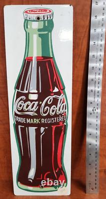 Coca-Cola Bottle Porcelain Sign 17 x 5 Beautiful Bright Colors Coke