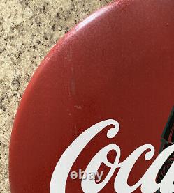 Coca Cola Button Dome Sign Metal 24 inch Diameter Vintage 1992