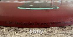 Coca Cola Button Dome Sign Metal 24 inch Diameter Vintage 1992