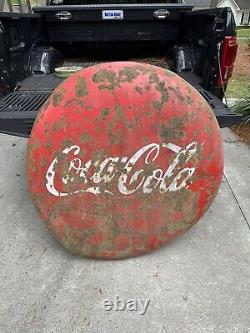 Coca-Cola Button Sign 48 In Porcelain Coke Button