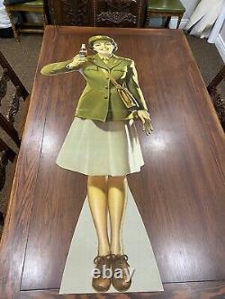 Coca Cola Cardboard Diecut sign. 1944 Service Girl. Army Full Size