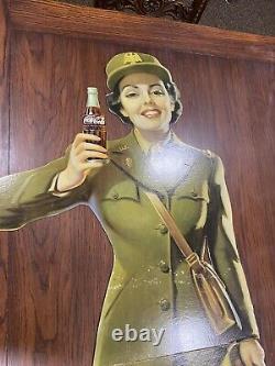 Coca Cola Cardboard Diecut sign. 1944 Service Girl. Army Full Size