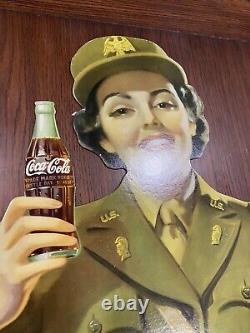 Coca Cola Cardboard Diecut sign. 1944 Service Girl. Army Full Size