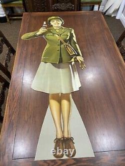 Coca Cola Cardboard Diecut sign. 1944 Service Girl. Army Full Size