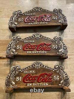 Coca Cola Cash Register Set Lot x3 Sign Solid Metal Plaque Patina Soda Collector