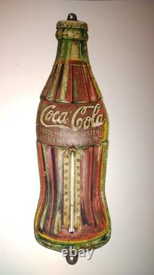 Coca-Cola Christmas Bottle Tin Advertising Thermometer