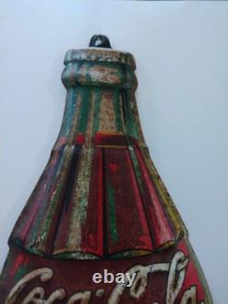 Coca-Cola Christmas Bottle Tin Advertising Thermometer