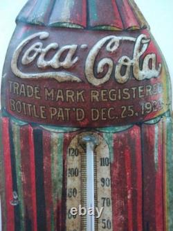 Coca-Cola Christmas Bottle Tin Advertising Thermometer