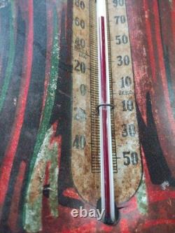 Coca-Cola Christmas Bottle Tin Advertising Thermometer