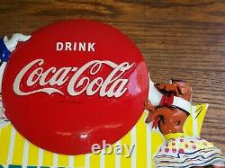 Coca Cola Clown Dog Circus Vacuform Sign 1960's Rare
