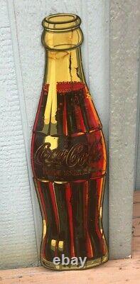 Coca Cola Coke 1950's Tin Die Cut Bottle Sign