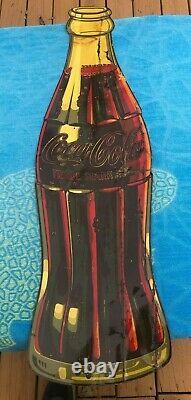 Coca Cola Coke 1950's Tin Die Cut Bottle Sign
