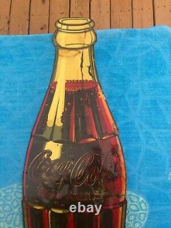 Coca Cola Coke 1950's Tin Die Cut Bottle Sign