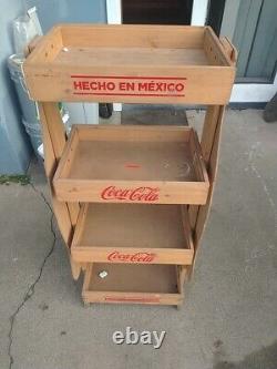 Coca Cola Coke 4 Tier Wooden Advertising Store Display Stand Rack Pick Up Only
