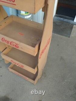 Coca Cola Coke 4 Tier Wooden Advertising Store Display Stand Rack Pick Up Only