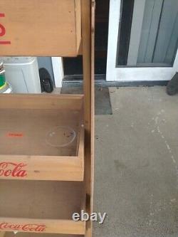 Coca Cola Coke 4 Tier Wooden Advertising Store Display Stand Rack Pick Up Only