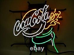 Coca Cola Coke Bottle Cap 17x14 Neon Light Sign Lamp Wall Decor Real Glass