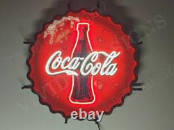 Coca Cola Coke Bottle Cap 24x24 Vivid LED Neon Sign Light Lamp With Dimmer