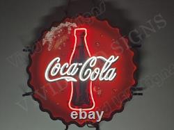 Coca Cola Coke Bottle Cap 24x24 Vivid LED Neon Sign Light Lamp With Dimmer