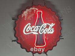 Coca Cola Coke Bottle Cap 24x24 Vivid LED Neon Sign Light Lamp With Dimmer
