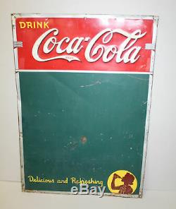 Coca-Cola Coke Soda Tin Advertising Sign and Menu Board 1941 Dated