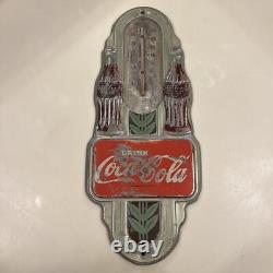 Coca-Cola Coke Thermometer Art Deco Double Bottle 1930s 40s Working