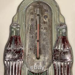Coca-Cola Coke Thermometer Art Deco Double Bottle 1930s 40s Working