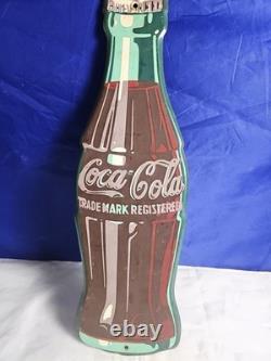 Coca Cola Die Cut Tin Bottle Sign 16.5